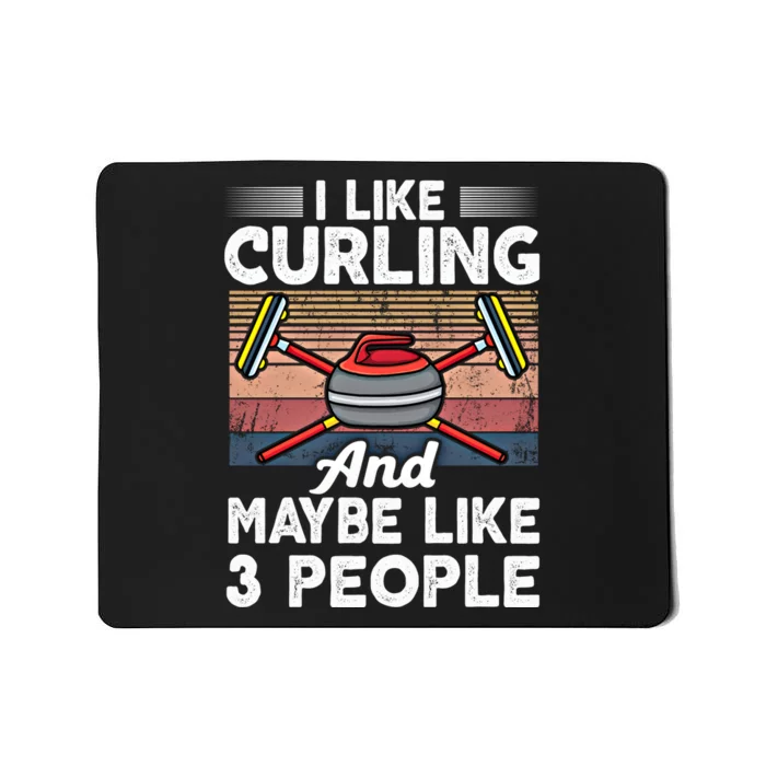 Retro Curling Love Design Curler Winter Ice Sports Curling Gift Mousepad