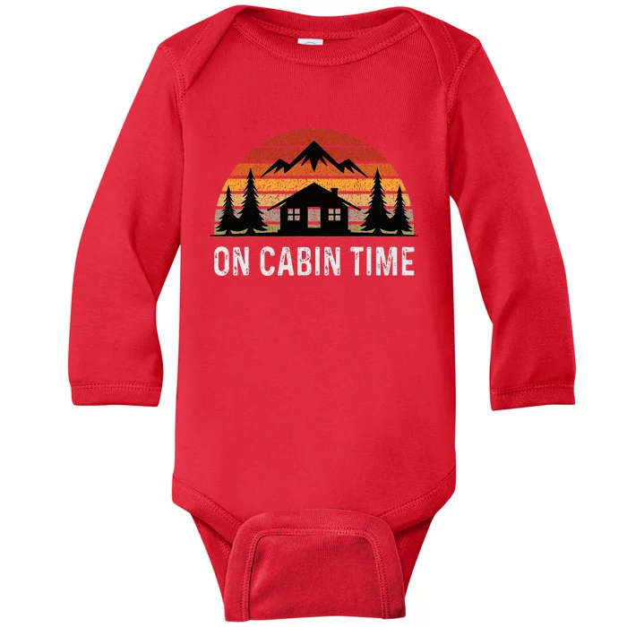 Retro Cabin Life Camping On Cabin Time Baby Long Sleeve Bodysuit