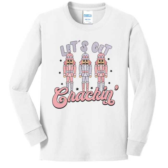 Retro Christmas Lets Get Crackin Nutcrackers Vintage Xmas Kids Long Sleeve Shirt