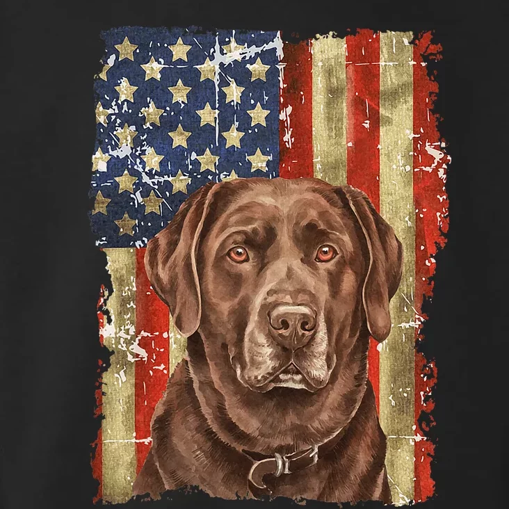 Retro Chocolate Lab With USA Flag Gift Chocolate Lab Dad Mom Toddler Hoodie