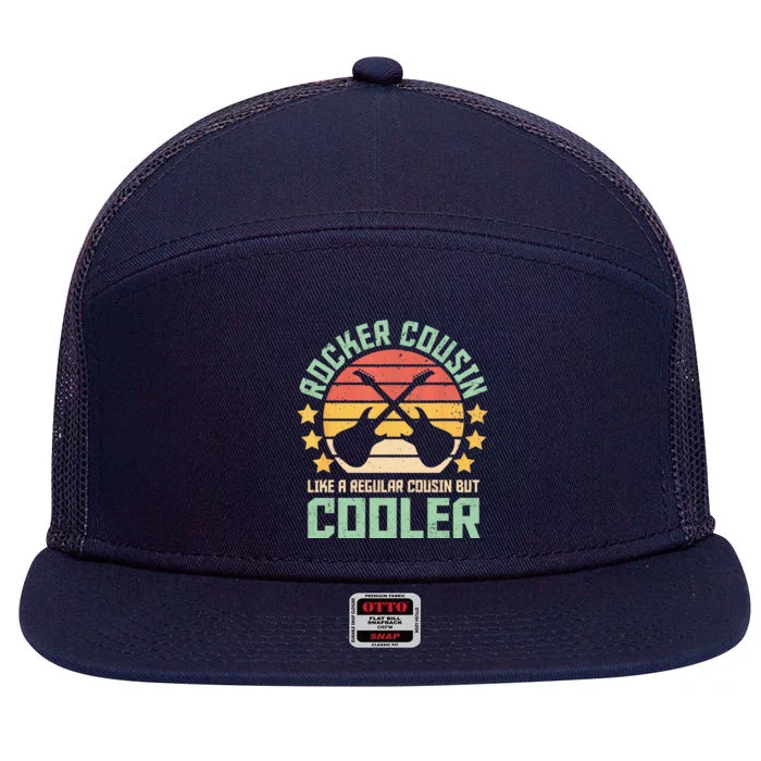 Rocker Cousin Like A Regular Cousin But Cooler 7 Panel Mesh Trucker Snapback Hat