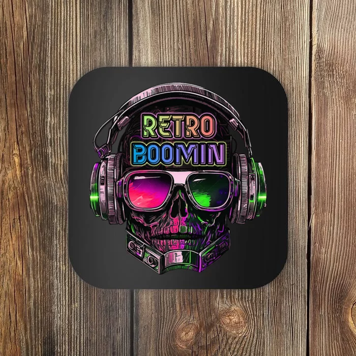 Retro Cool Music Skull Design Apparel Coaster