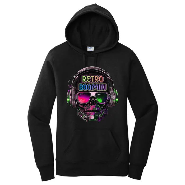 Retro Cool Music Skull Design Apparel Women's Pullover Hoodie