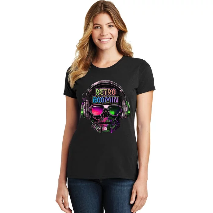 Retro Cool Music Skull Design Apparel Women's T-Shirt