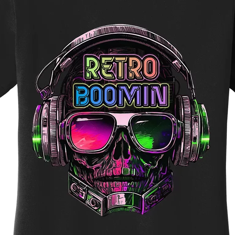 Retro Cool Music Skull Design Apparel Women's T-Shirt