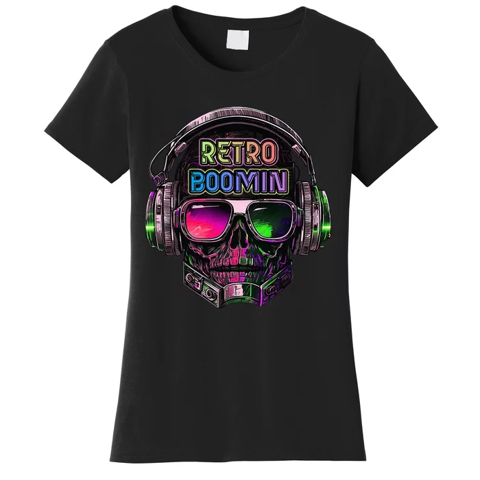 Retro Cool Music Skull Design Apparel Women's T-Shirt