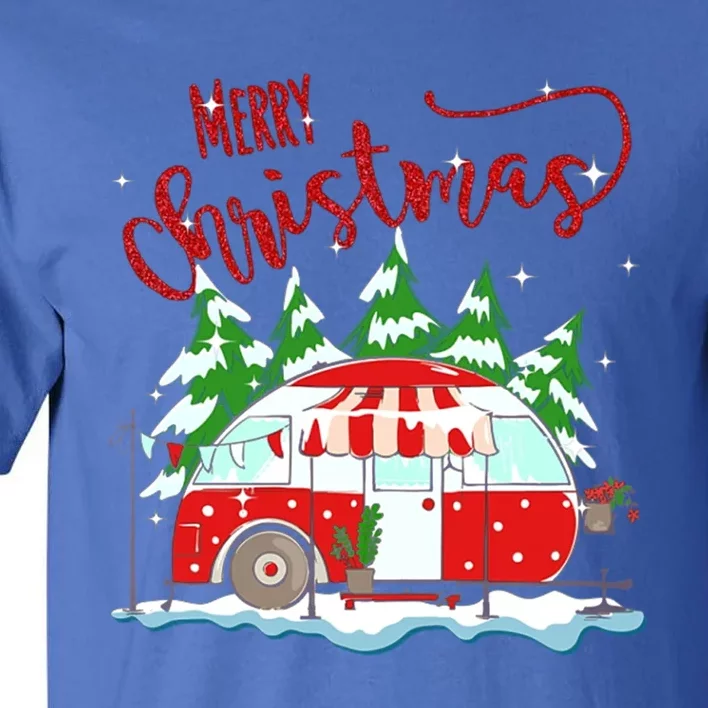 Rvs Camping Merry Christmas Funny Camper Tree Xmas Snow Funny Gift Tall T-Shirt