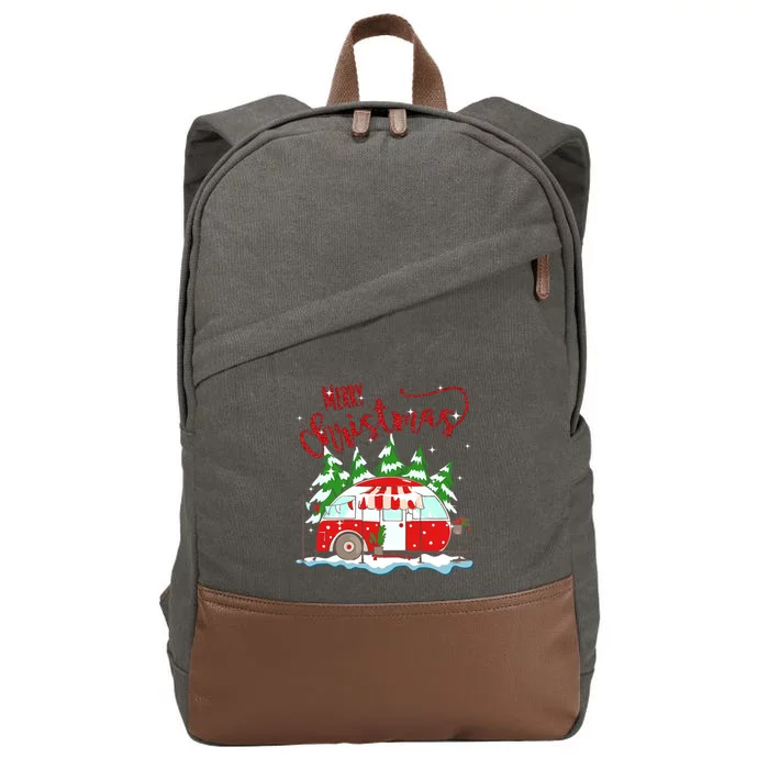 Rvs Camping Merry Christmas Funny Camper Tree Xmas Snow Funny Gift Cotton Canvas Backpack