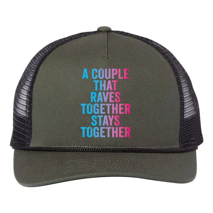 Rave Couple Matching EDM Dance Music Festival Trippy Retro Rope Trucker Hat Cap