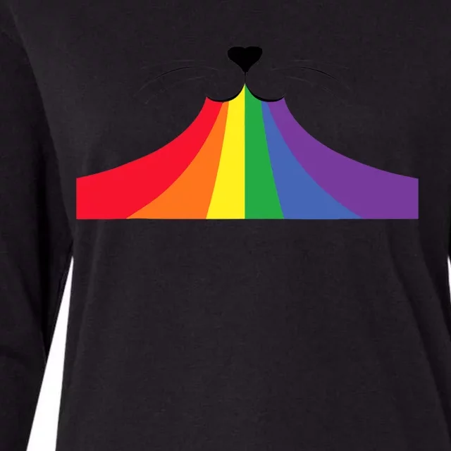 Rainbow Cat Mouth Womens Cotton Relaxed Long Sleeve T-Shirt