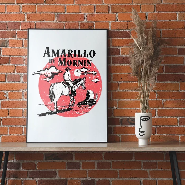 Retro Country Music Amarillo By Morning Western Cow Gift Poster