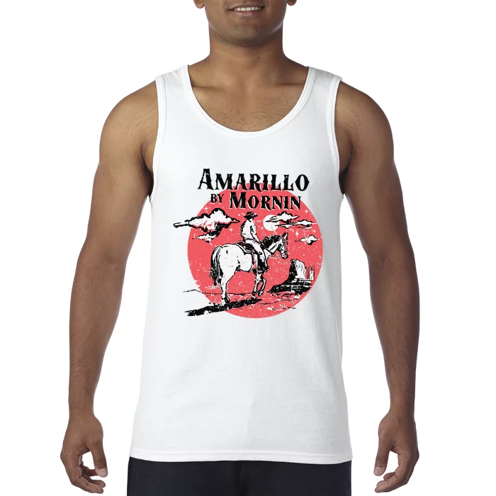 Retro Country Music Amarillo By Morning Western Cow Gift Tank Top