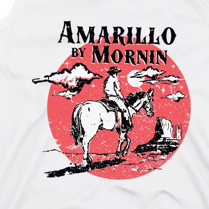 Retro Country Music Amarillo By Morning Western Cow Gift Tank Top