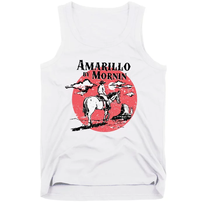 Retro Country Music Amarillo By Morning Western Cow Gift Tank Top