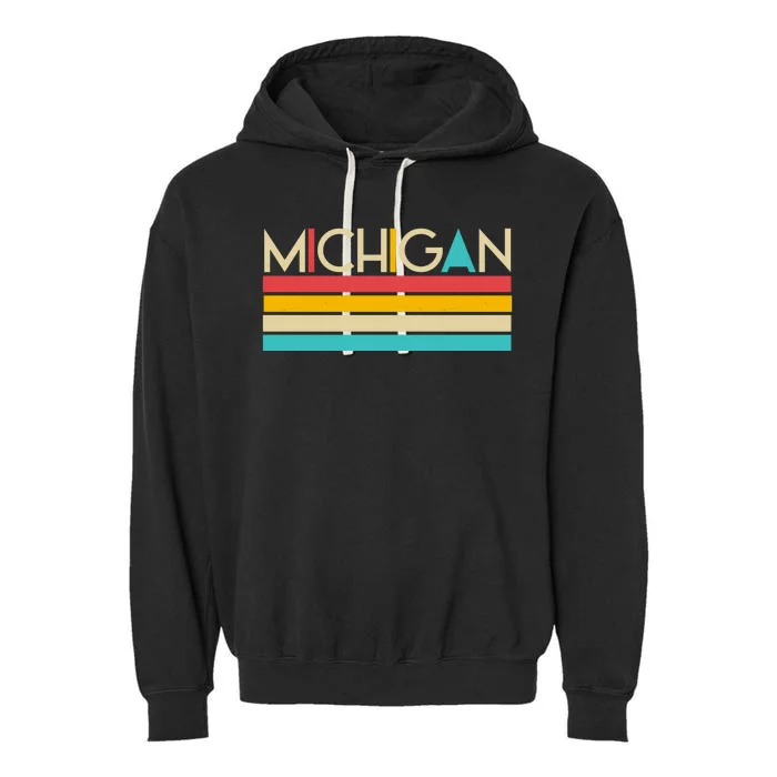 Retro Colors Michigan Garment-Dyed Fleece Hoodie