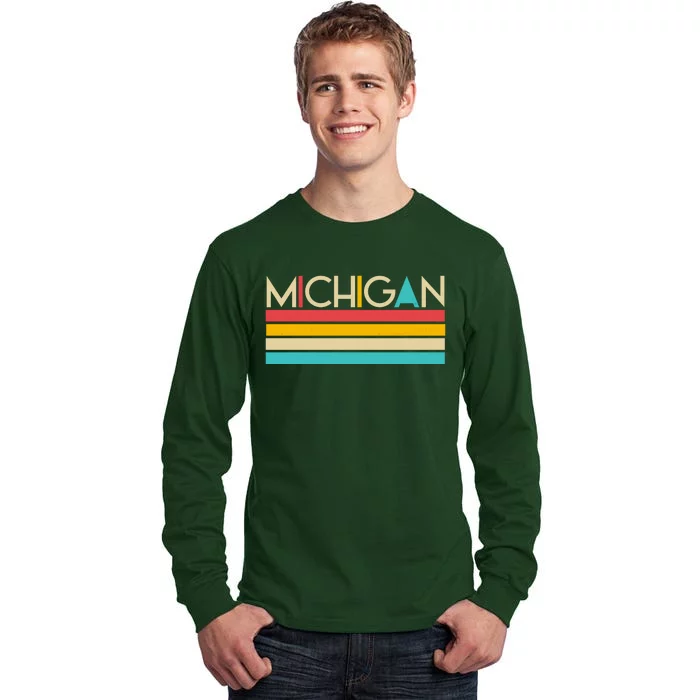 Retro Colors Michigan Tall Long Sleeve T-Shirt