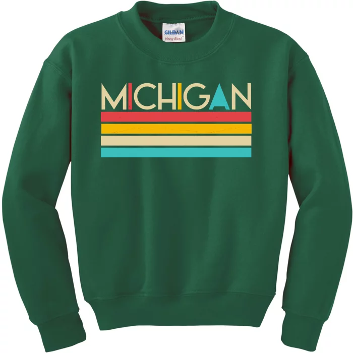 Retro Colors Michigan Kids Sweatshirt