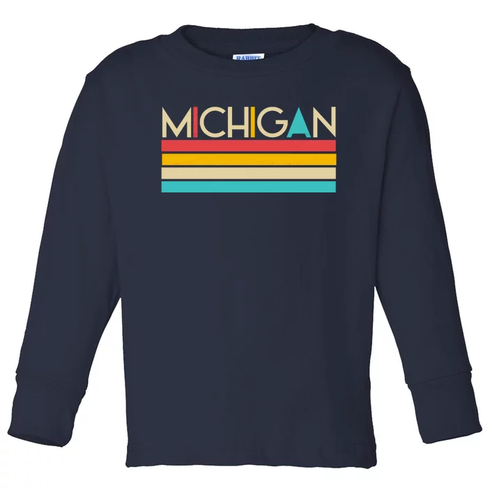 Retro Colors Michigan Toddler Long Sleeve Shirt