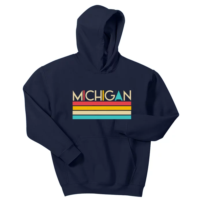 Retro Colors Michigan Kids Hoodie