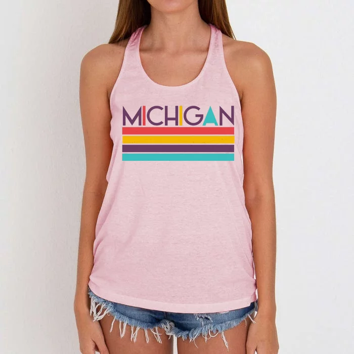 Retro Colors Michigan Women's Knotted Racerback Tank