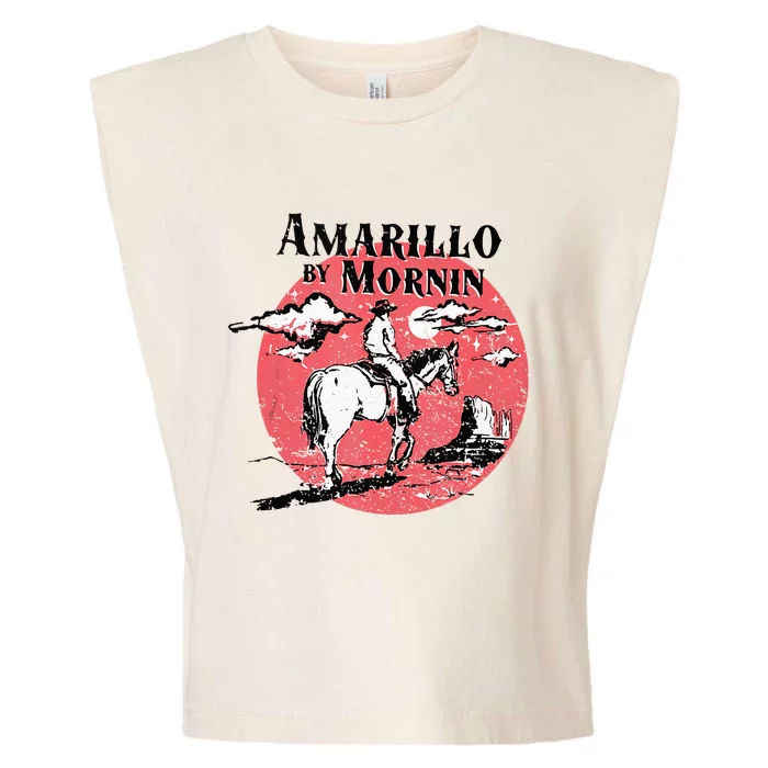 Retro Country Music Amarillo By Morning Western Cowboy Gift Garment-Dyed Women's Muscle Tee