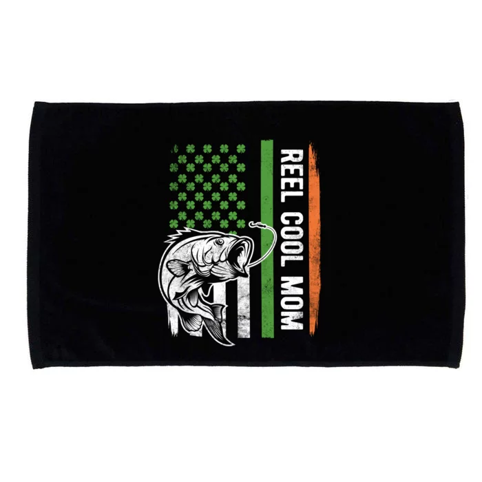 Reel Cool Mom St Patrick's Day Irish American Flag Gift Meaningful Gift Microfiber Hand Towel