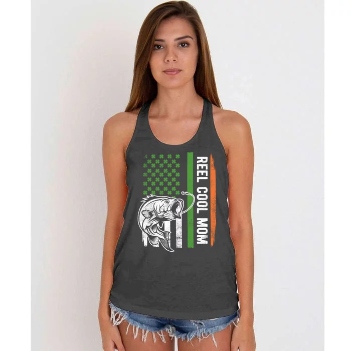 Reel Cool Mom St Patrick's Day Irish American Flag Gift Meaningful Gift Women's Knotted Racerback Tank