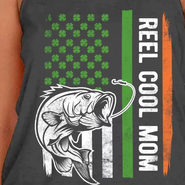 Reel Cool Mom St Patrick's Day Irish American Flag Gift Meaningful Gift Women's Knotted Racerback Tank