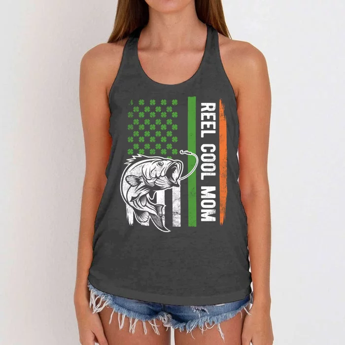 Reel Cool Mom St Patrick's Day Irish American Flag Gift Meaningful Gift Women's Knotted Racerback Tank