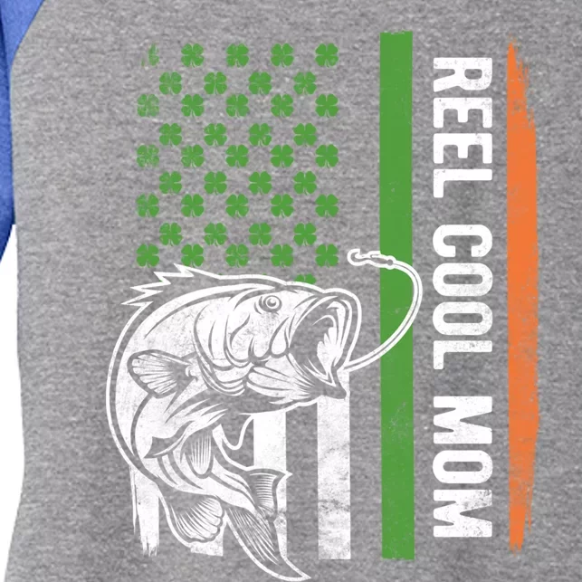 Reel Cool Mom St Patrick's Day Irish American Flag Gift Meaningful Gift Women's Tri-Blend 3/4-Sleeve Raglan Shirt