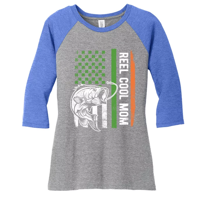 Reel Cool Mom St Patrick's Day Irish American Flag Gift Meaningful Gift Women's Tri-Blend 3/4-Sleeve Raglan Shirt