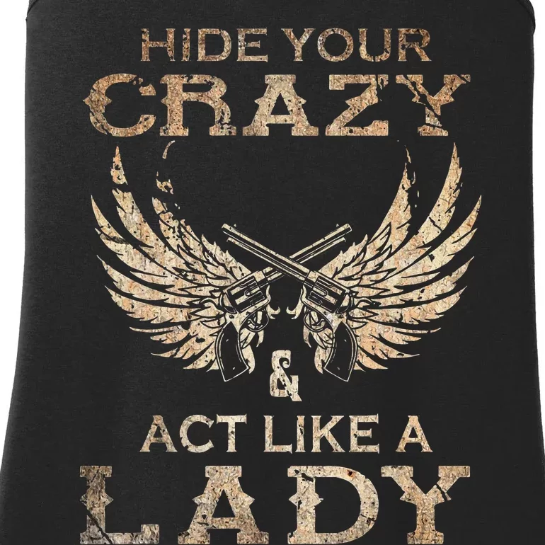 Retro Country Music Art Hide Your Crazy And Act Like A Lady Ladies Essential Tank