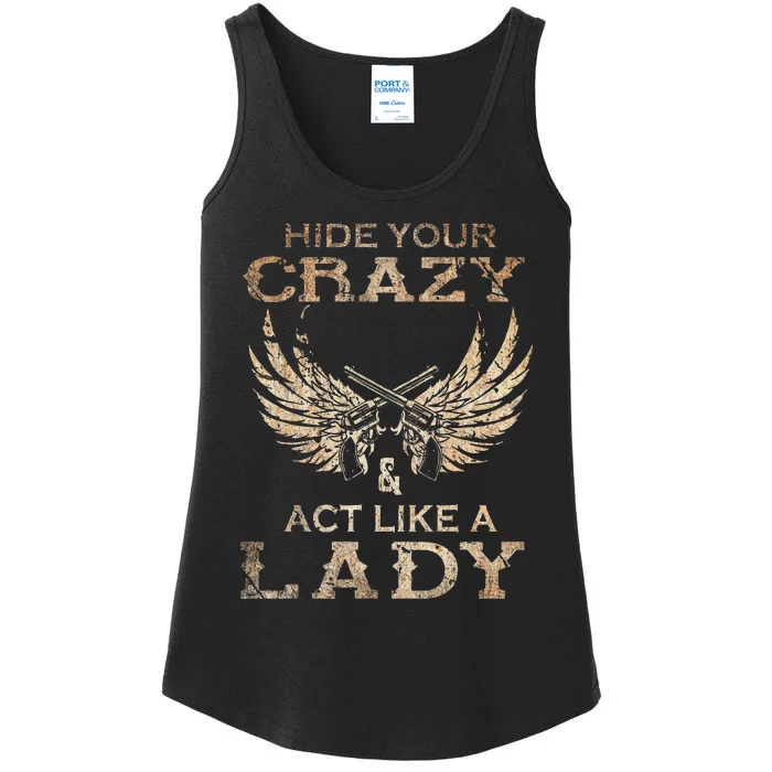 Retro Country Music Art Hide Your Crazy And Act Like A Lady Ladies Essential Tank