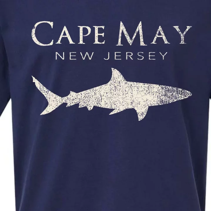 Retro Cape May Nj Shark Sueded Cloud Jersey T-Shirt