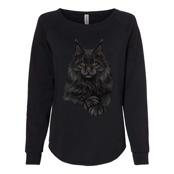 Realistic Cute Maine Coon Cat Sitting For Lovers Animals Womens California Wash Sweatshirt