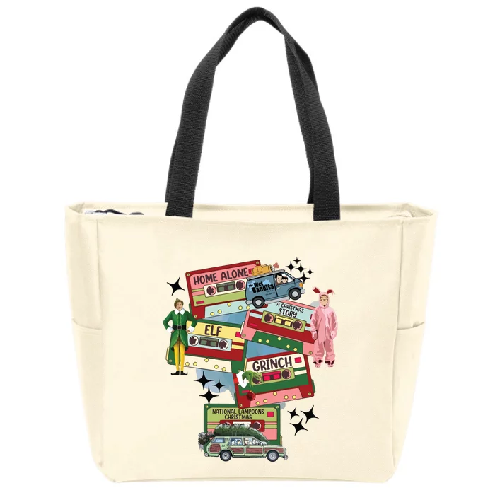 Retro Christmas Movie Zip Tote Bag