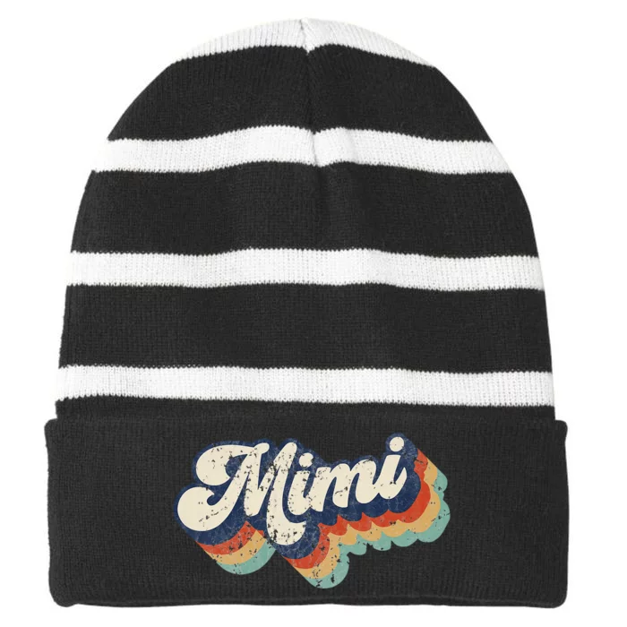 Retro Cute Mimi For Grandma Best Mimi Ever MotherS Day Striped Beanie with Solid Band