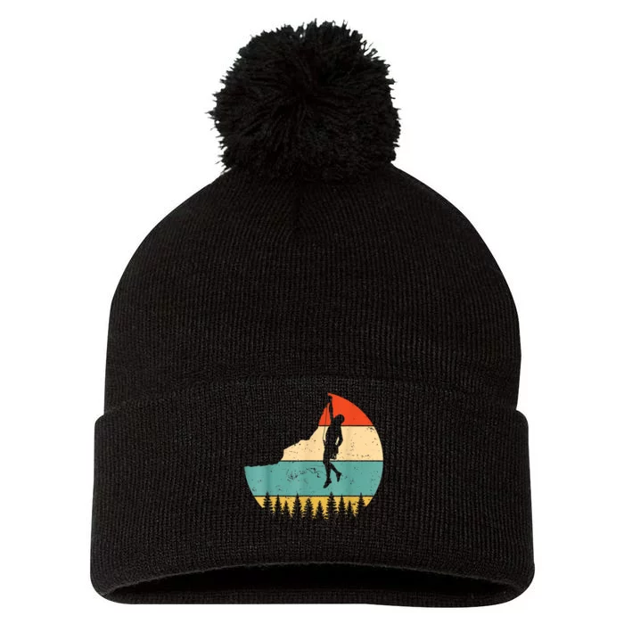 Rock Climbing Mountain Climber Vintage Retro Pom Pom 12in Knit Beanie