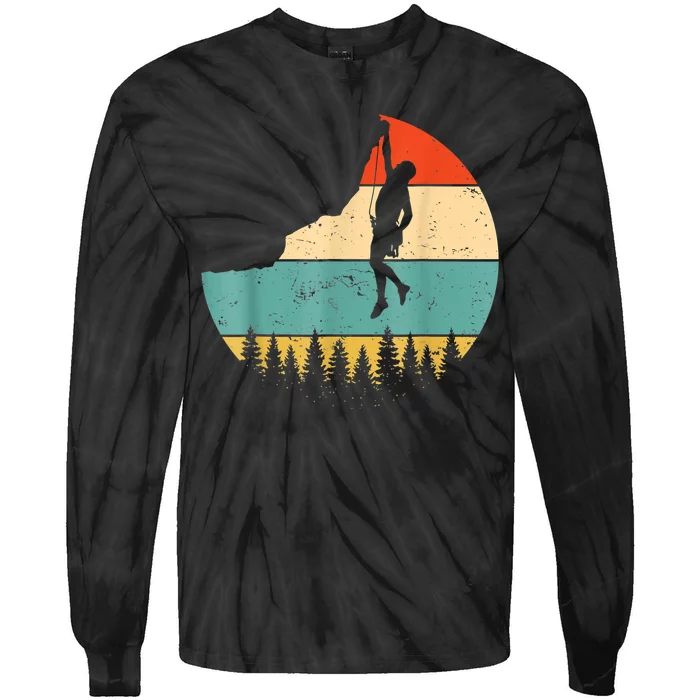 Rock Climbing Mountain Climber Vintage Retro Tie-Dye Long Sleeve Shirt