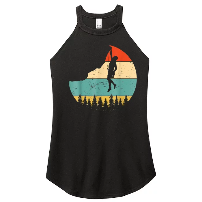 Rock Climbing Mountain Climber Vintage Retro Women’s Perfect Tri Rocker Tank