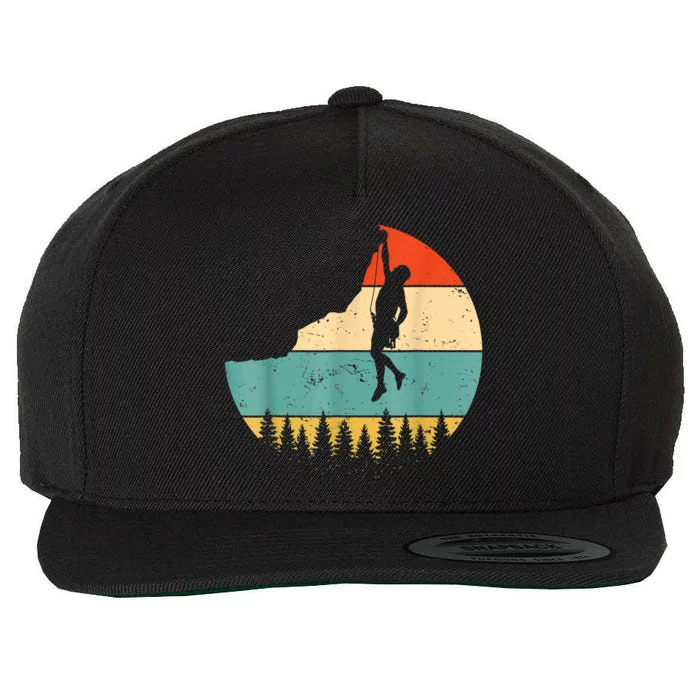 Rock Climbing Mountain Climber Vintage Retro Wool Snapback Cap