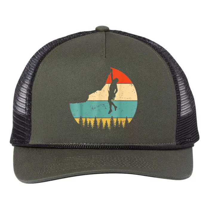 Rock Climbing Mountain Climber Vintage Retro Retro Rope Trucker Hat Cap