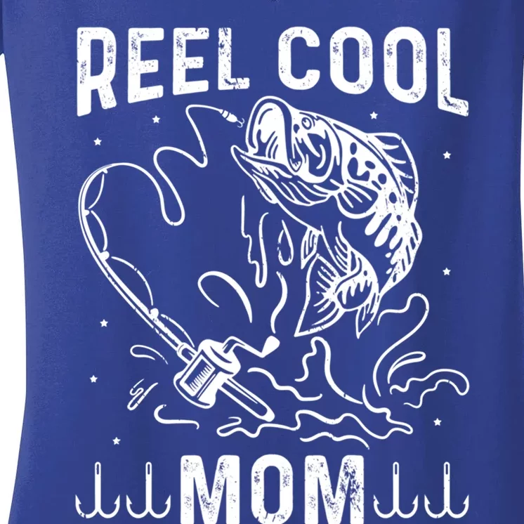 Reel Cool Mama Fishing Mom Fishing Lovers Retro Gift Women's V-Neck T-Shirt