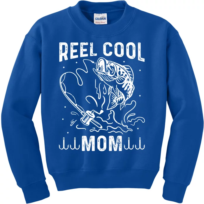 Reel Cool Mama Fishing Mom Fishing Lovers Retro Gift Kids Sweatshirt