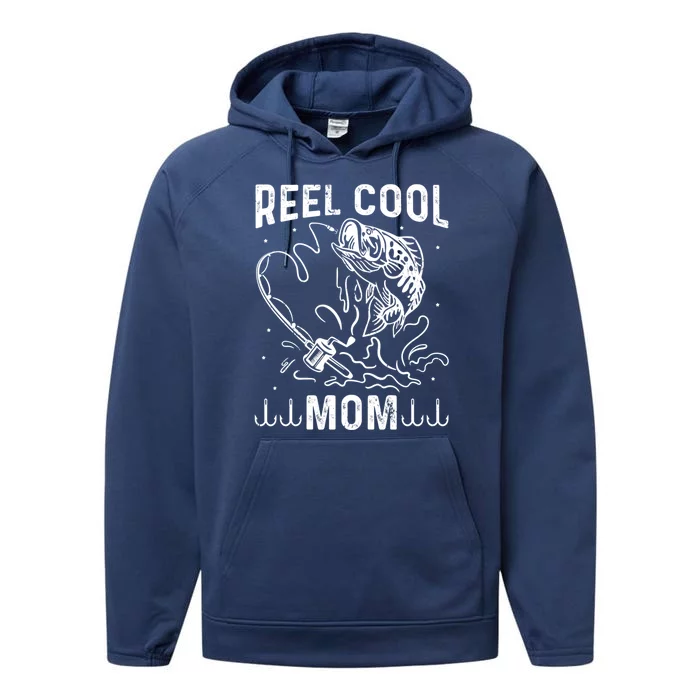 Reel Cool Mama Fishing Mom Fishing Lovers Retro Gift Performance Fleece Hoodie