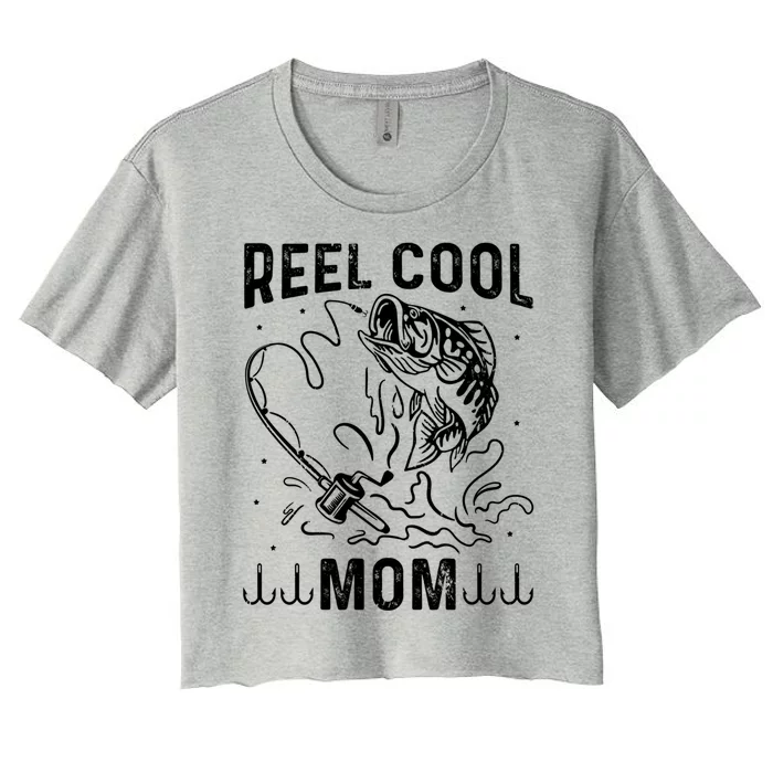 Reel Cool Mama Fishing Mom Fishing Lovers Retro Gift Women's Crop Top Tee