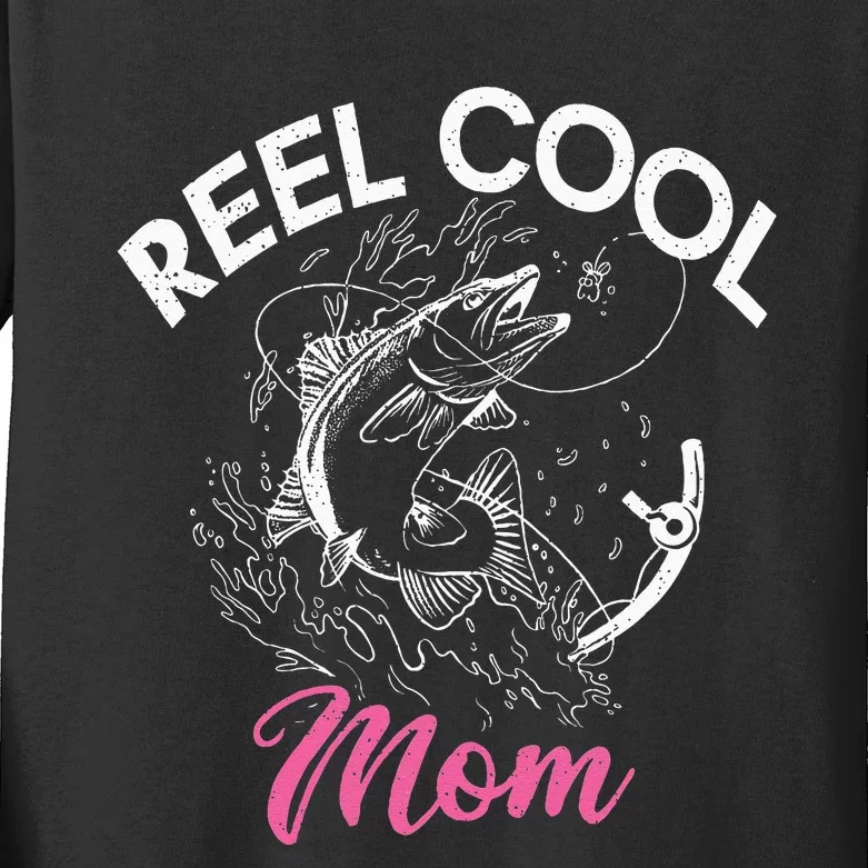 Reel Cool Mom Angling Hunting Fishing Kids Long Sleeve Shirt