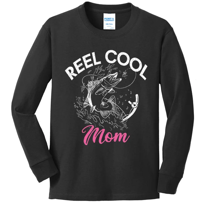 Reel Cool Mom Angling Hunting Fishing Kids Long Sleeve Shirt