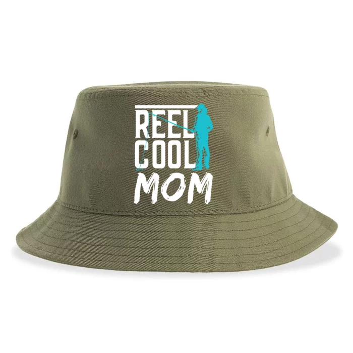 Reel Cool Mom Fisher Fish Hobby Fisher Fishing Mother Cool Gift Sustainable Bucket Hat