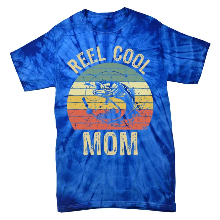 Reel Cool Mom Fishing Funny Gift Fishing Lovers Retro Gift Tie-Dye T-Shirt